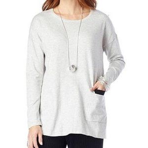 Marla Wynne Soft Knit Sweater w/Contrast Pocket 783-317 Heather Gray PL